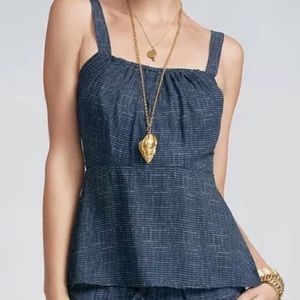 CAbi Navy Peplum Dot Tank Top Blouse